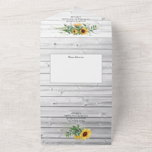 Tropische eucalyptussenkoorten bruiloft all in one uitnodiging (Buitenkant)