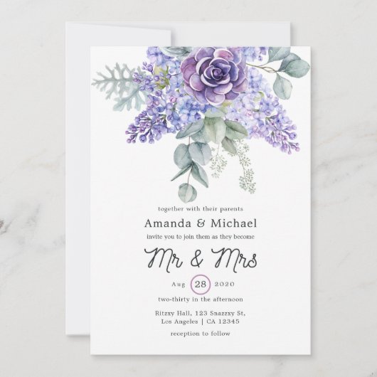 Tropische eucalyptussenkoorten bruiloft kaart (Voorkant)