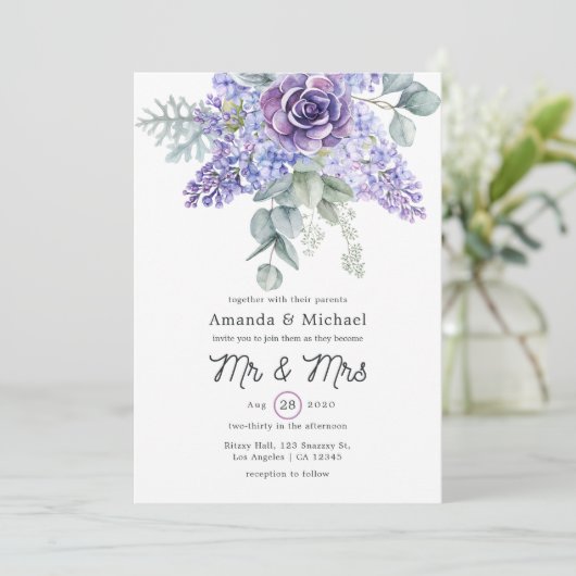 Tropische eucalyptussenkoorten bruiloft kaart (Staand voorkant)