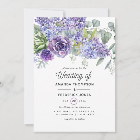 Tropische eucalyptussenkoorten bruiloft kaart (Voorkant)