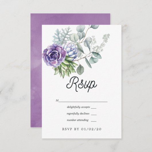 Tropische eucalyptussenkoorten bruiloft RSVP kaartje (Voorkant / Achterkant)