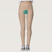 Tropische Eva Bijbels Groen Blauwgroen palmblad Leggings (Voorkant)