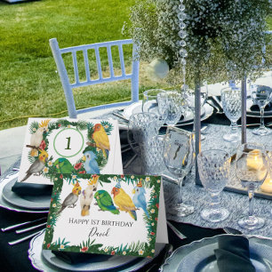 Tropische exotische Baby fijne parrots Happy Birth Kaart