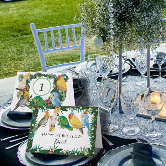 Tropische exotische Baby fijne parrots Happy Birth Kaart