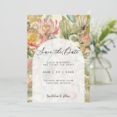 Tropische exotische bloemblaadjes bewaren de datum bedankkaart (Staand voorkant)