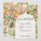 Tropische exotische bloemblaadjes bewaren de datum bedankkaart (Voorkant / Achterkant)