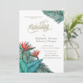 Tropische exotische bloemen bruiloft kaart (Staand voorkant)