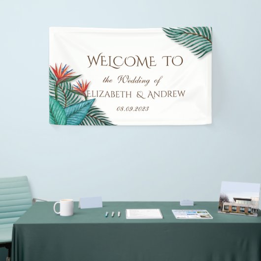 Tropische exotische bloemen bruiloft spandoek (Beurs)