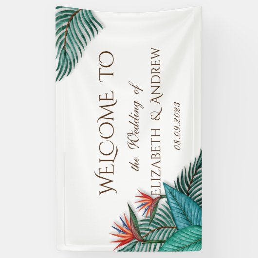 Tropische exotische bloemen bruiloft spandoek (Verticaal)