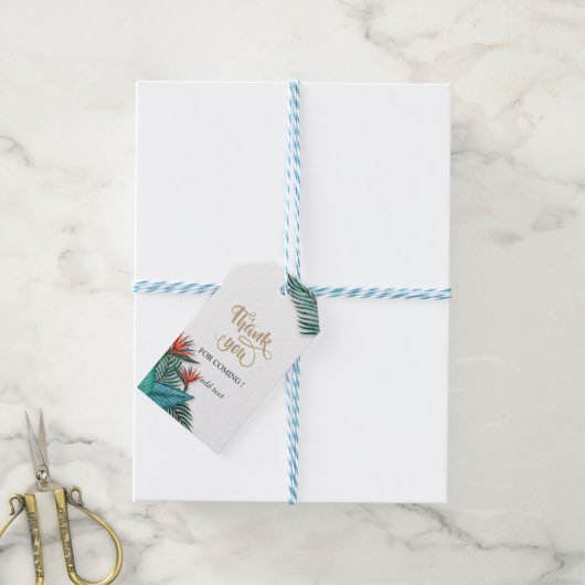 Tropische exotische bloemen cadeaulabel (Met Touw)