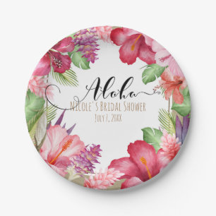 Tropische Exotische Bloemen Elegante Hawaiaanse Al Papieren Bordje