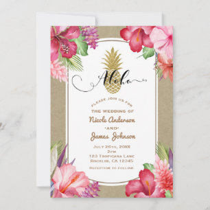Tropische Exotische Bloemen Gouden Ananas Aloha lu Kaart
