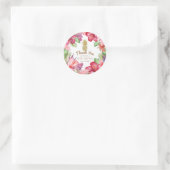 Tropische Exotische Bloemen & Gouden Ananas Elegan Ronde Sticker (Tas)