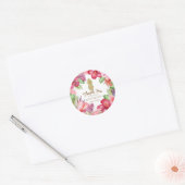 Tropische Exotische Bloemen & Gouden Ananas Elegan Ronde Sticker (Envelop)