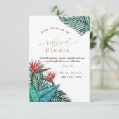 Tropische exotische bloemen repetitie diner kaart (Staand voorkant)