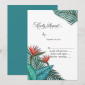 Tropische exotische bloemen RSVP Kaart (Voorkant / Achterkant)