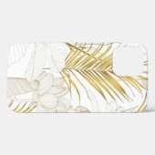 Tropische exotische bloemlijn gouden palmbladeren Case-Mate iPhone case (Achterkant (horizontaal))