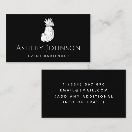 Tropische exotische cocktail met zwarte en witte b visitekaartje (Voorkant / Achterkant)