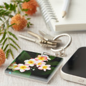 Tropische exotische Frangipani-ventilator Sleutelhanger (Voorkant Rechts)