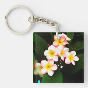 Tropische exotische Frangipani-ventilator Sleutelhanger