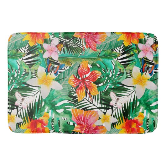 Tropische  exotische Oerwouden bloemen Badmat (Voorkant)