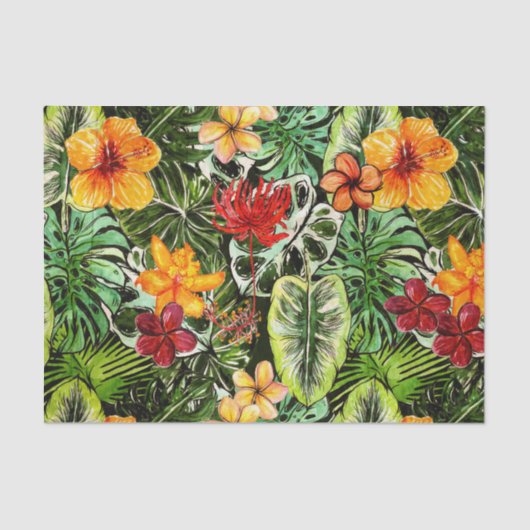 Tropische exotische Oerwouden bloemen Tissuepapier (Voorkant)