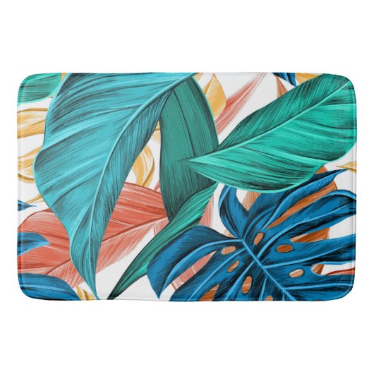 Tropische exotische palm en bladeren badmat (Voorkant)