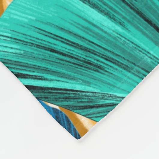 Tropische exotische palm en bladeren fleece deken (Hoek)