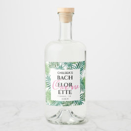 Tropische exotische palmbachelorette likeurfles etiket