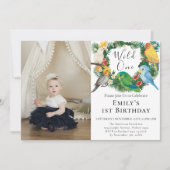 Tropische exotische parrots Wilde 1 1e verjaardag Kaart (Voorkant)