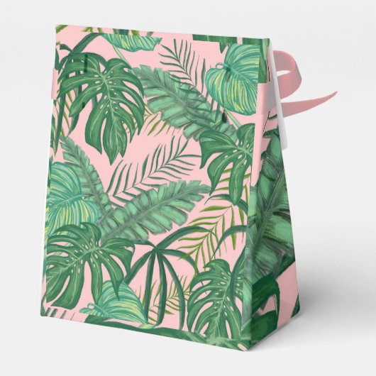 Tropische exotische roze bruine bestemming bruilof bedankdoosjes (Achterkant)