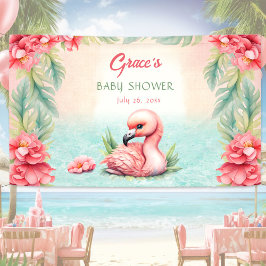 Tropische Exotische Roze Flamingo Luau Banner