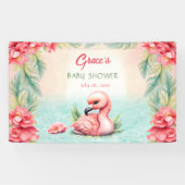 Tropische Exotische Roze Flamingo Luau Banner (Horizontaal)