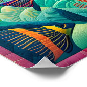 Tropische exotische vis in mintgroen quiltblok poster (Hoek)