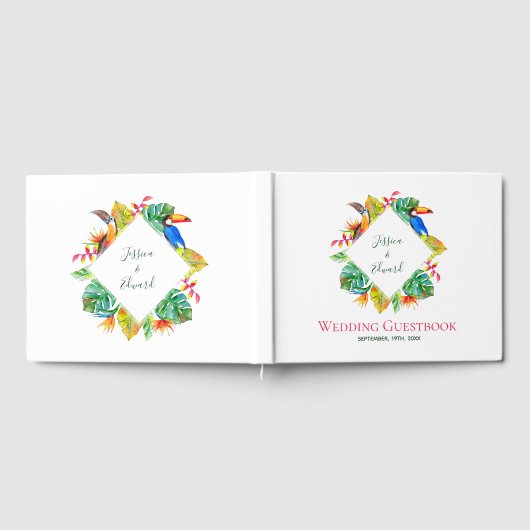 Tropische exotische vogels Hawaïaanse bruiloft Gastenboek (Volledig)