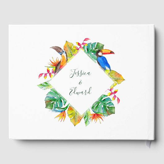 Tropische exotische vogels Hawaïaanse bruiloft Gastenboek (Achterkant)
