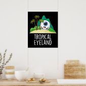 Tropische Eye-land Funny Island Pun Dark BG Poster (Keuken)