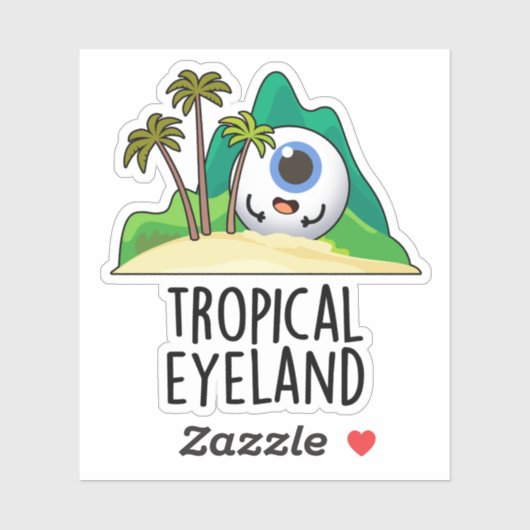 Tropische Eye-land Funny Island Pun Sticker (Vel)