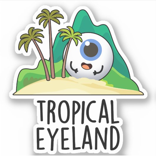 Tropische Eye-land Funny Island Pun Sticker (Voorkant)