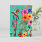 Tropische Fabulous 50 verjaardag Kleurrijke Hibisc Kaart (Staand voorkant)