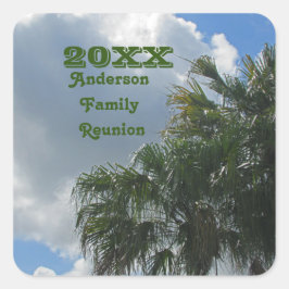 Tropische Familie Reünie Palm Trees Zomer Vakantie Vierkante Sticker
