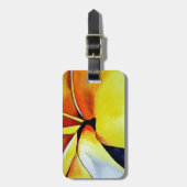 Tropische fangipani waterverf abstracte kunst bagagelabel (Voorkant verticaal)