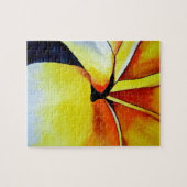 Tropische fangipani waterverf abstracte kunst legpuzzel (Horizontaal)