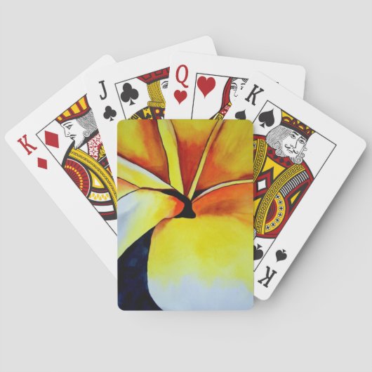 Tropische fangipani waterverf abstracte kunst pokerkaarten (Achterkant)