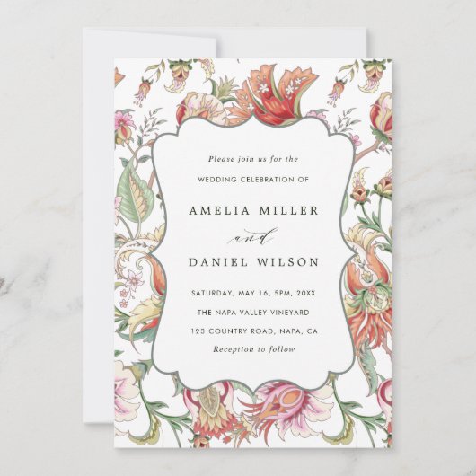 Tropische Fantasy Boho Floral Wedding Kaart (Voorkant)