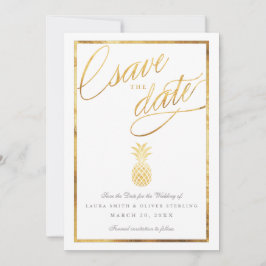 Tropische faux gouden anananas behalve de datum save the date