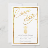 Tropische faux gouden anananas behalve de datum save the date (Voorkant)