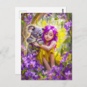 Tropische fee met koala's en orchideeën briefkaart (Voorkant / Achterkant)