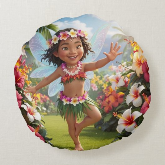 tropische fee rond kussen (Achterkant)