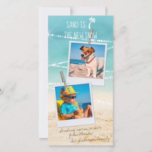 Tropische feestdag 2-foto Kerstmis Kaart (Voorkant)